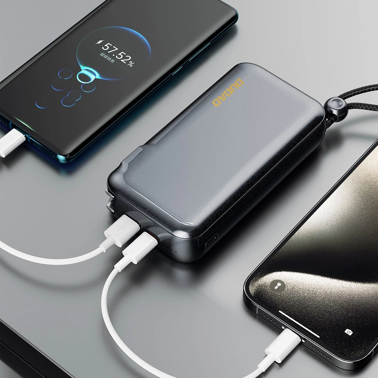 Powerbank dhe karikues Dudao K25 2-në-1, 10000mAh, 3 priza, Gri
