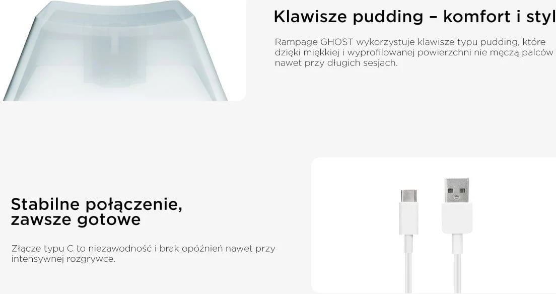 Tastierë mekanike Rampage TKL GHOST, Huano Red Switch, RGB, e bardhë