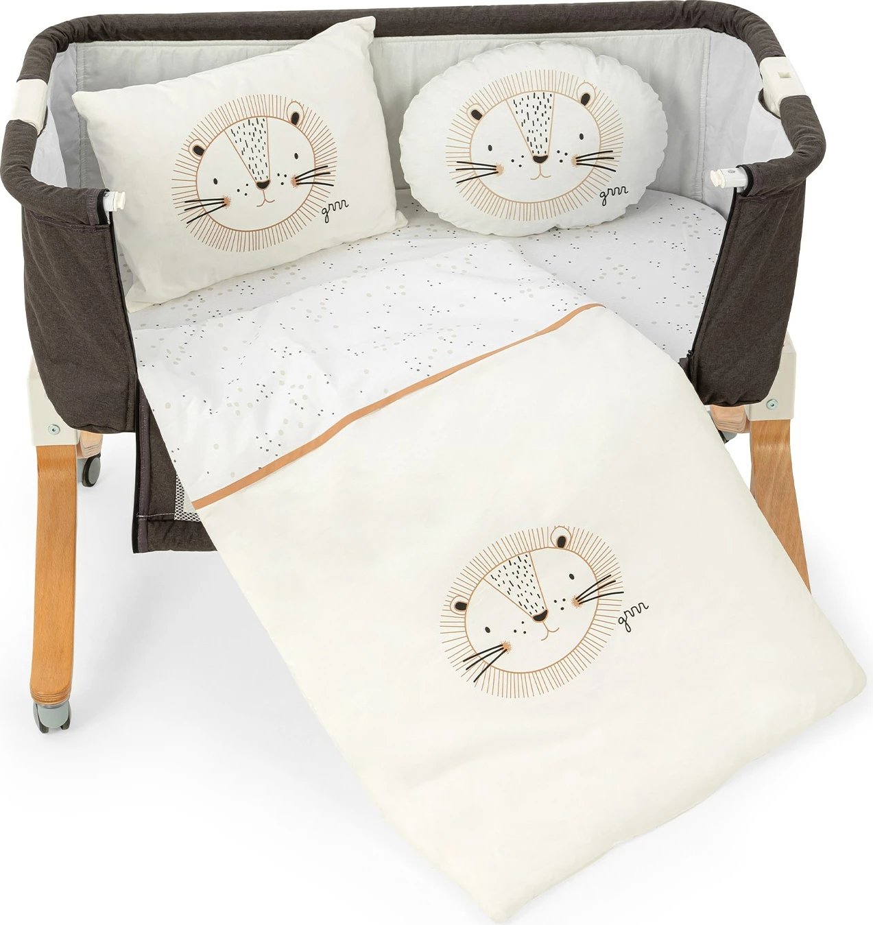 Set gjumi për beba, 5 pjesë, Evila Originals, luani i vogël, ngjyrë ecru Set gjumi për beba, 5 pjesë, Evila Originals, luani i vogël, ngjyrë ecru