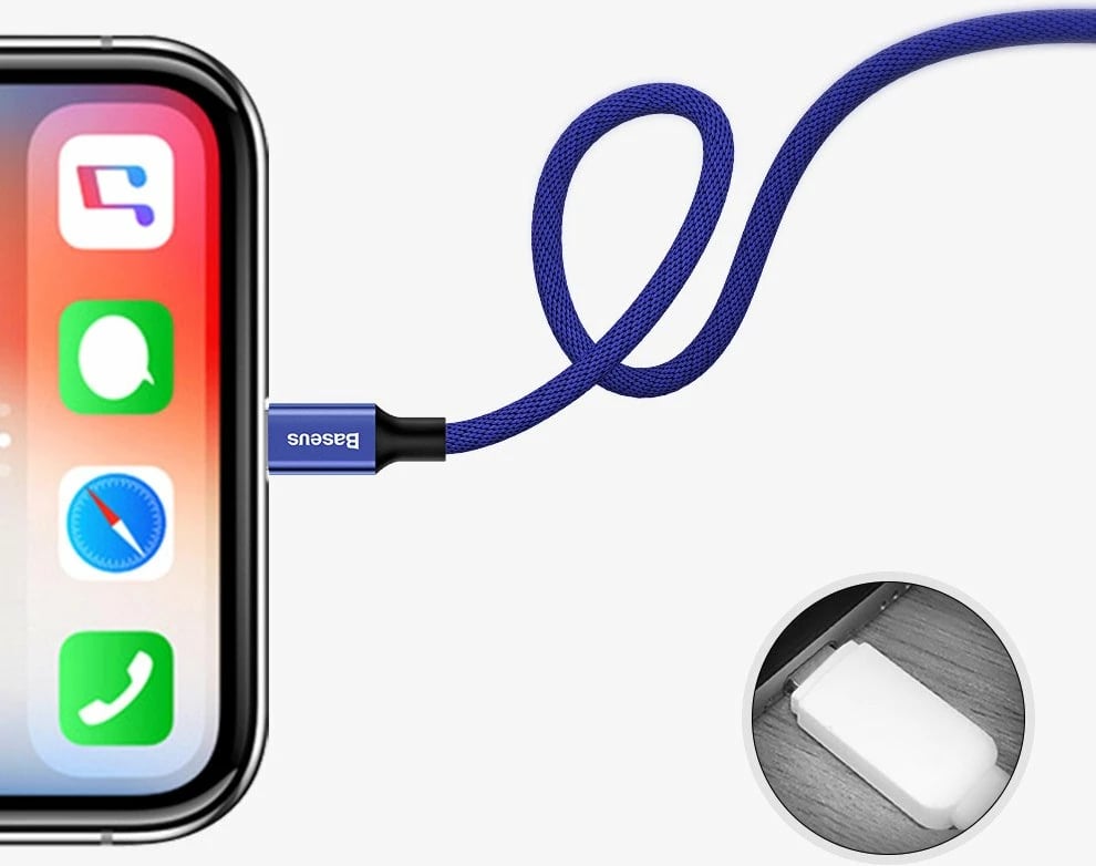 Kabllo Baseus Yiven USB në Lightning, 1.2m, e zezë