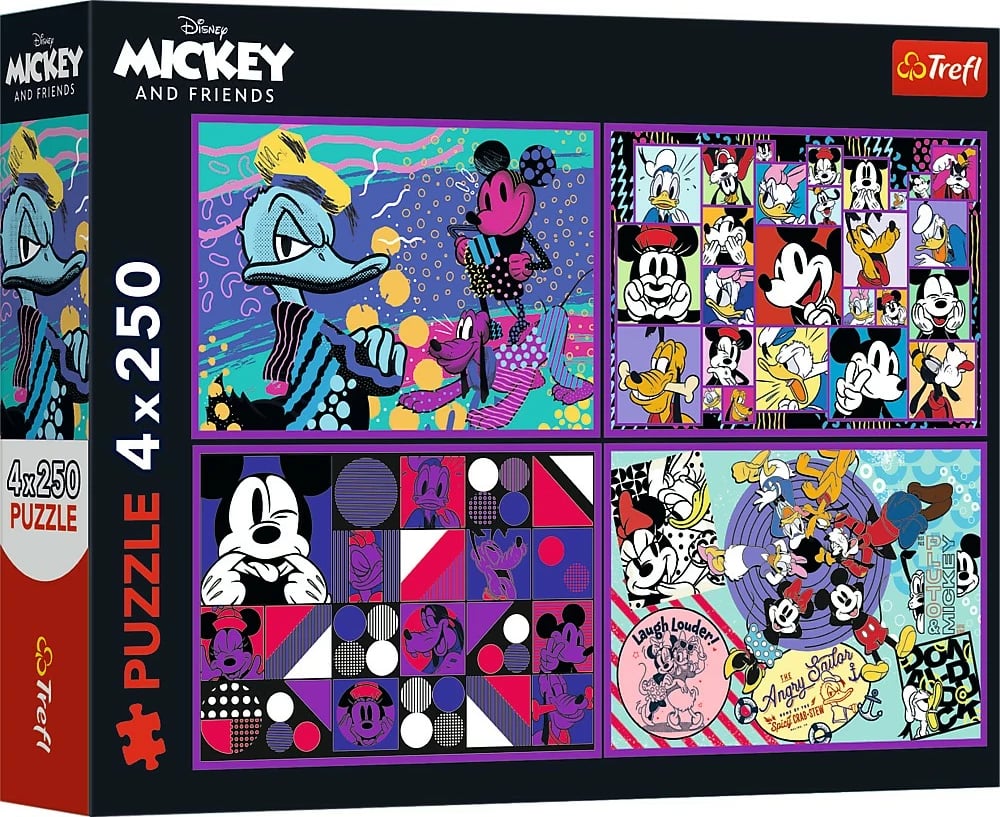 Puzzle për fëmijë Trefl Mickey Mouse & Friends 4x250 pjesë, karton