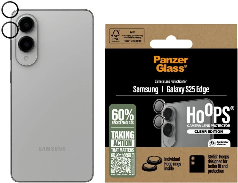 Mbrojtës lentash PanzerGlass Hoops për Samsung Galaxy S25 Edge, Transparent