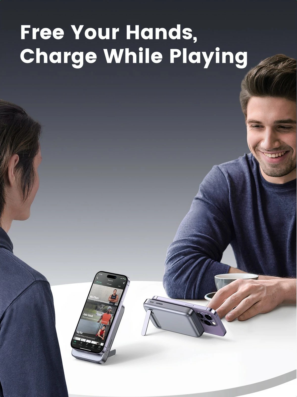 Powerbank Ugreen 10000mAh Mini Wireless 20W me MagSafe, gri