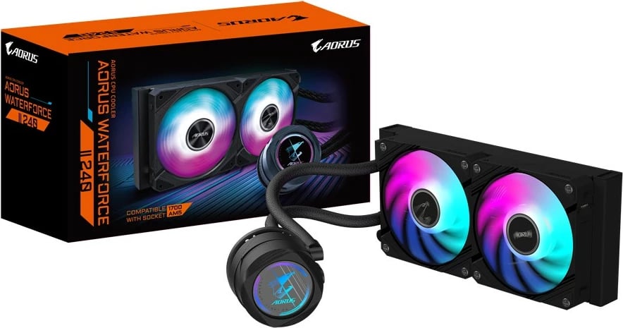 Ftohës uji Gigabyte AORUS WATERFORCE II 240, 2x120mm ARGB, i zi