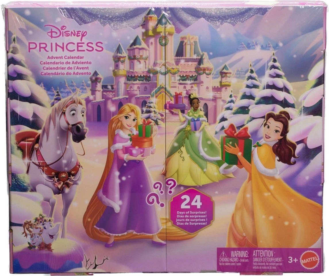 Kalendar advenit Disney Princess Mattel JFG79, set me 3 kukulla dhe 22 aksesorë, shumëngjyrësh