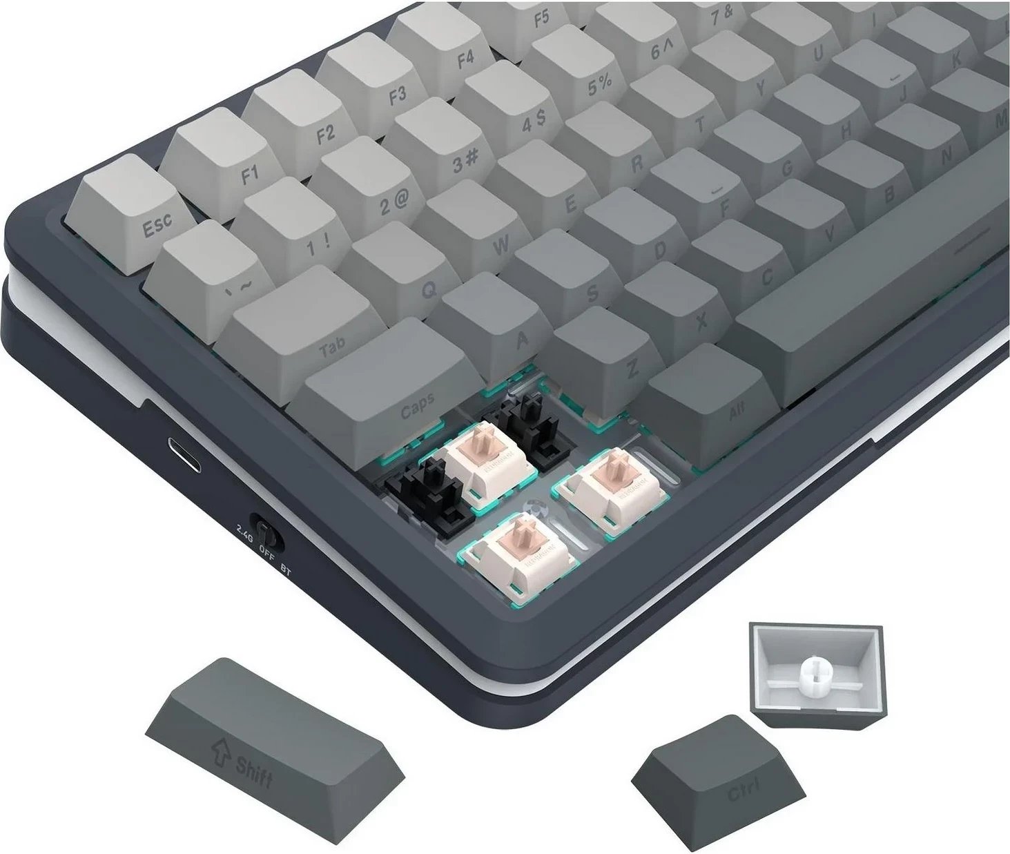 Tastierë Redragon K708GG-RGB-PRO Flekact, RGB, mekanike, gri