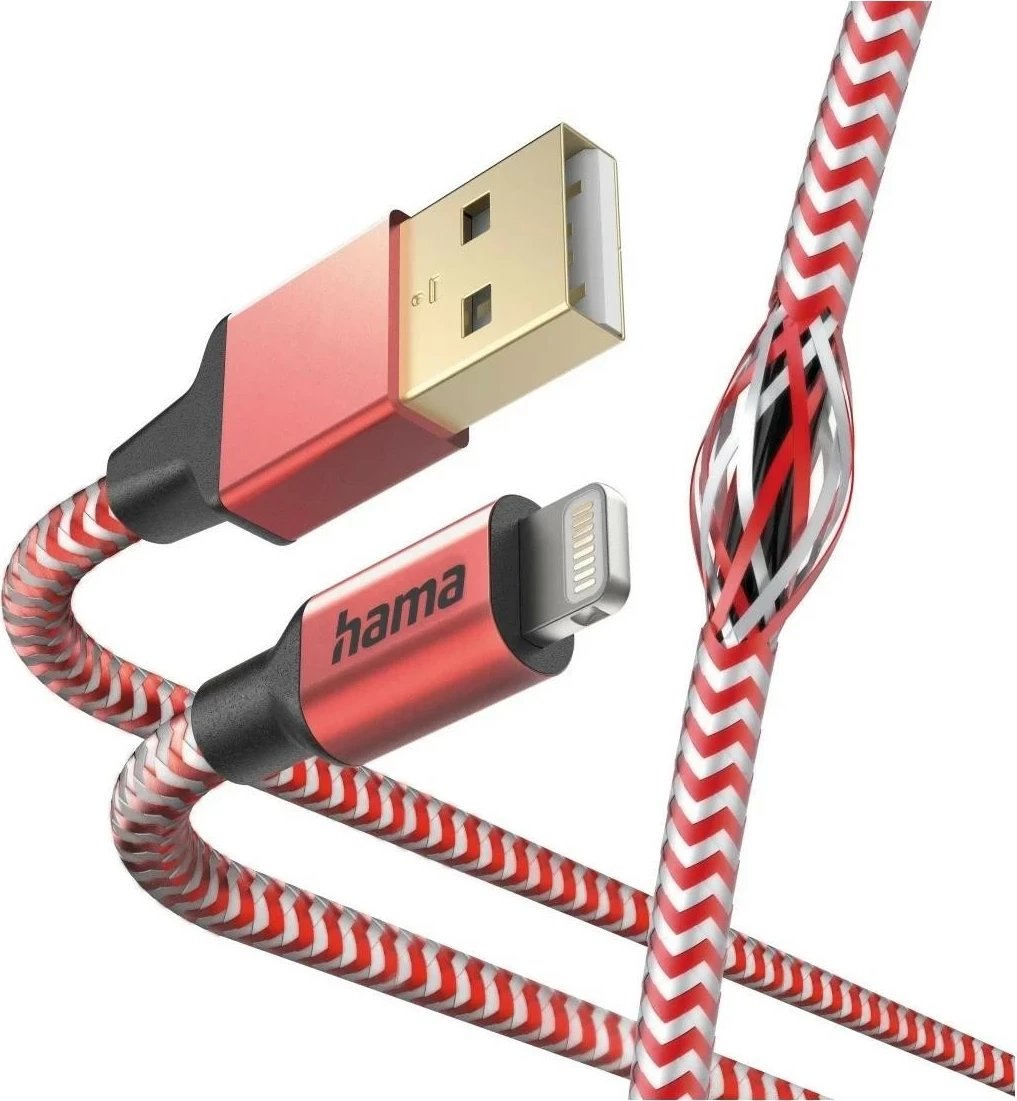Kabëll Hama Reflected USB-A/Lightning 1.5m kuq