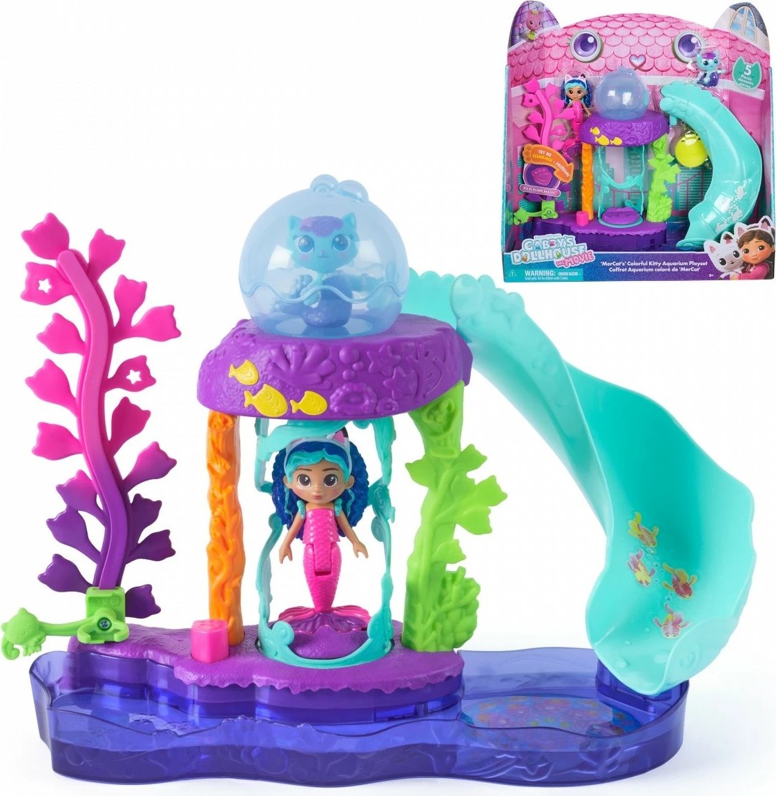 Set lojërash, Spin Master Gabby's Dollhouse 6074401, akuarium i madh me sirenë dhe rrëshqitëse, me aksesorë dhe figurë, 3+ vjeç, shumëngjyrësh, set