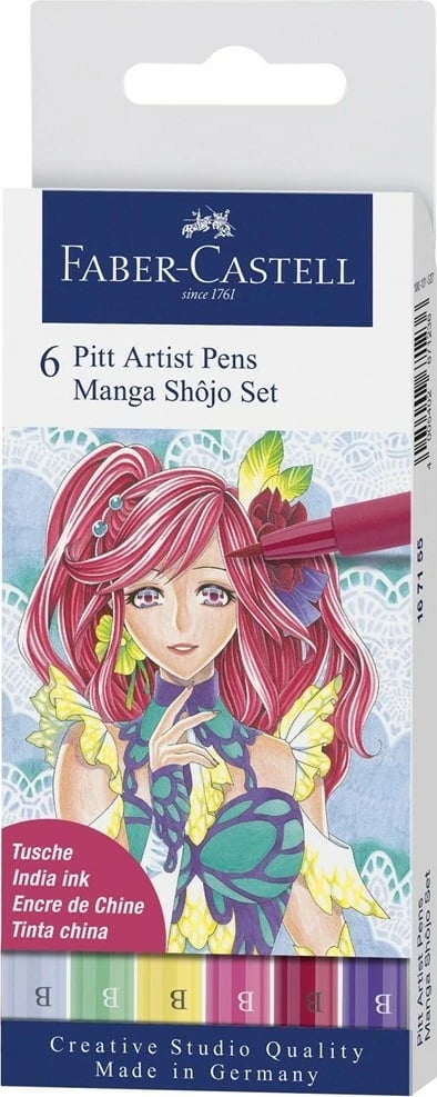 Set stilolapsa artistikë Faber-Castell Pitt Artist Pens Manga Shōjo 6 copë