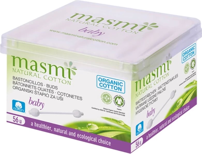 Bastun pambuku higjienik për fëmijë Masmi Natural Cotton 56 copë