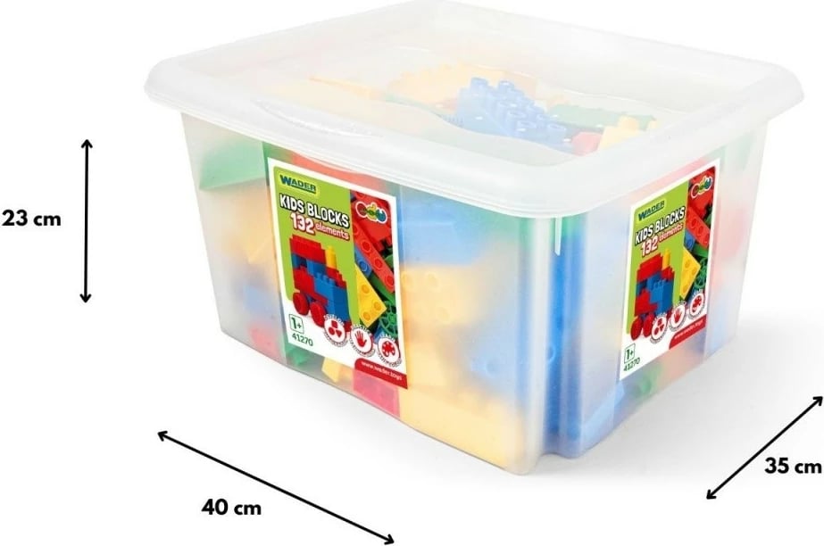 Set blloqesh ndërtimi Wader 41270, 132 copë, shumëngjyrëshe, në kuti plastike