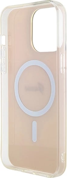 Mbështjellës Guess IML Iridescent MagSafe për iPhone 15 Pro, rozë