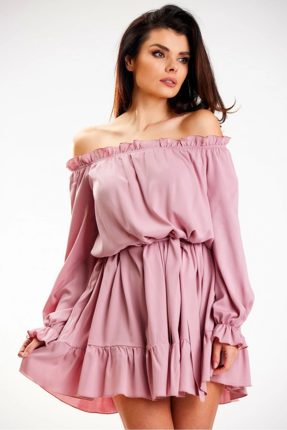 Fustan për femra awama model 179599, rozë