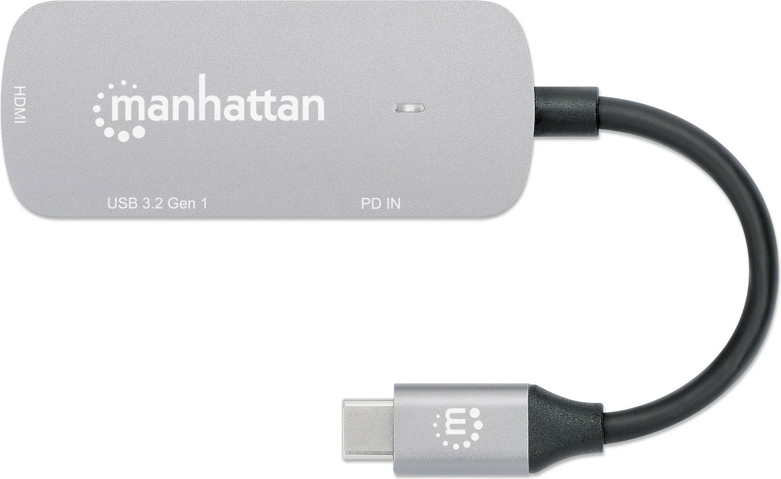 Dock 3-në-1 MANHATTAN, USB-A/USB-C, HDMI 4K60, USB Power Delivery, argjendtë