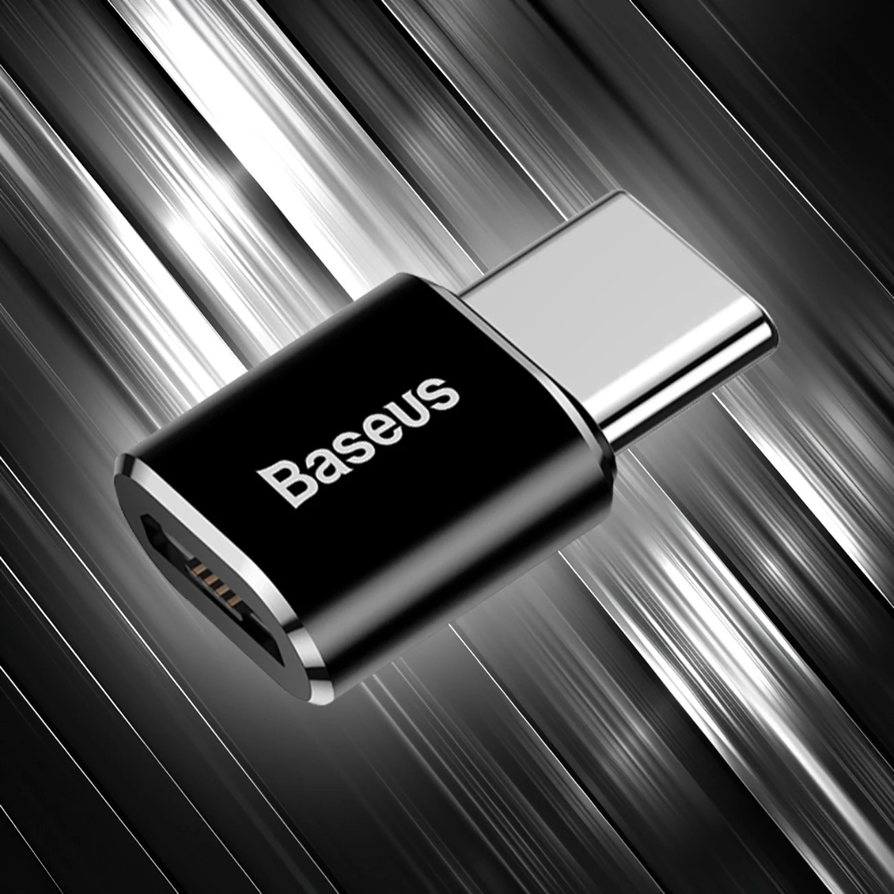 Adapter Baseus Mini CAMOTG-01, micro USB në USB-C, i zi