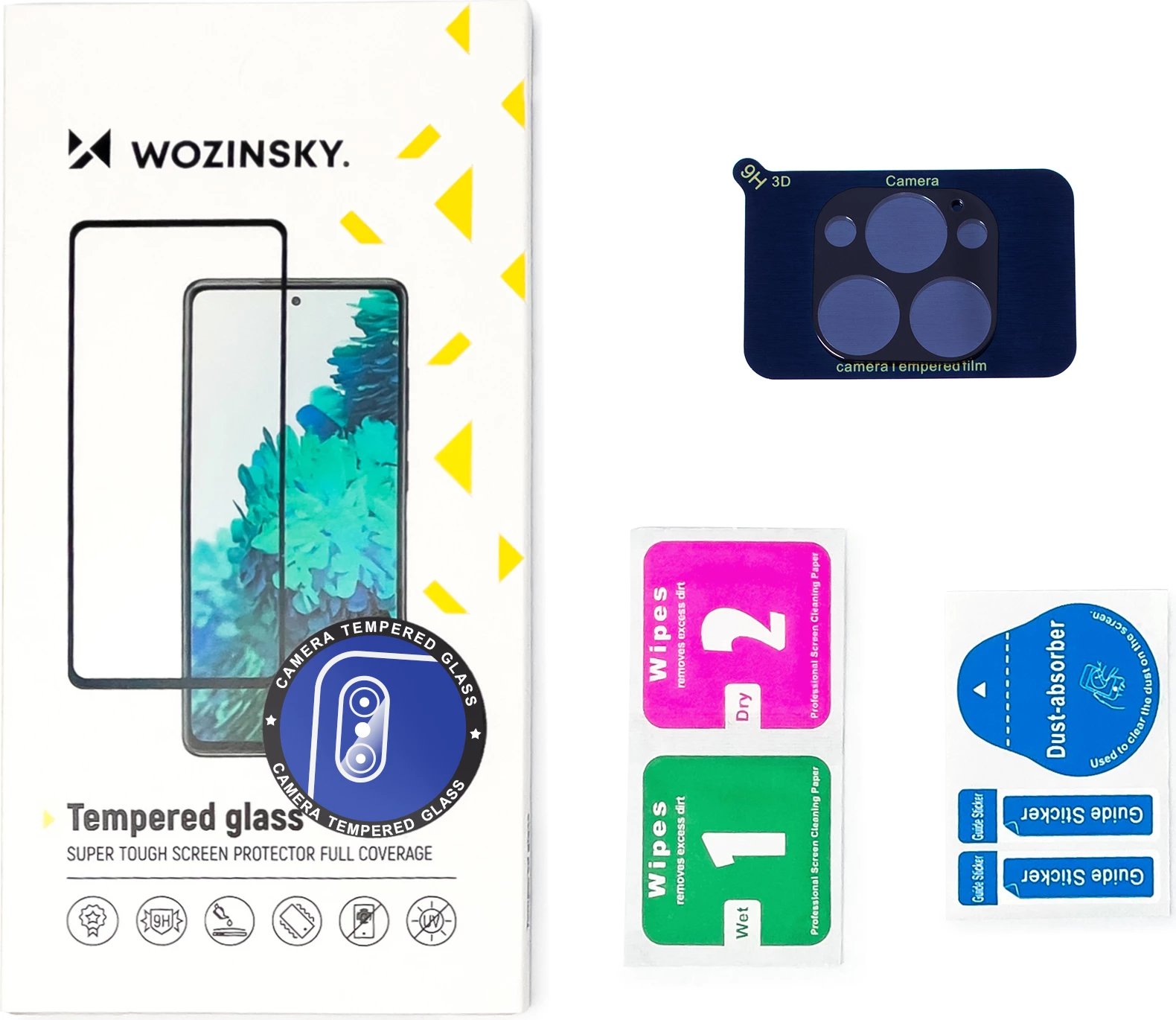 Mbështjellës xhami për kamerë Wozinsky për iPhone 13, i zi