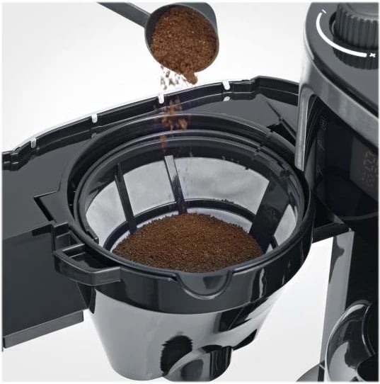 Aparat kafeje Severin KA 4814, rezervuar uji 1 L, për kokrra kafeje me mulli të integruar, inox/zi