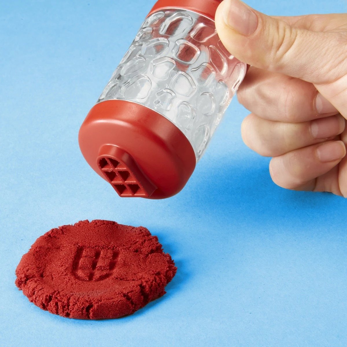 Set lodrash me rërë kinetike Wonder Factory Never Dry Sand Trucks, MGA, ekskavator, plastik, e kuqe