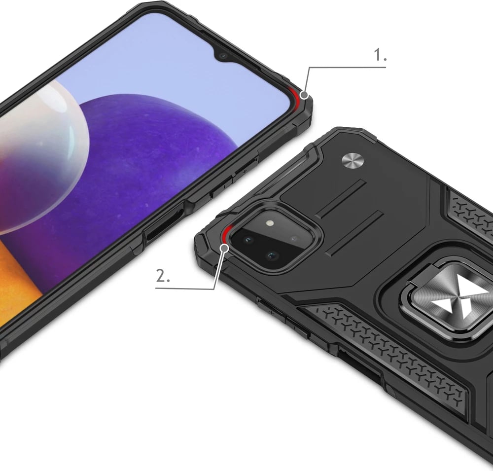 Mbështjellës Wozinsky Ring Armor me mbajtëse, për Samsung Galaxy A22 4G, Blu