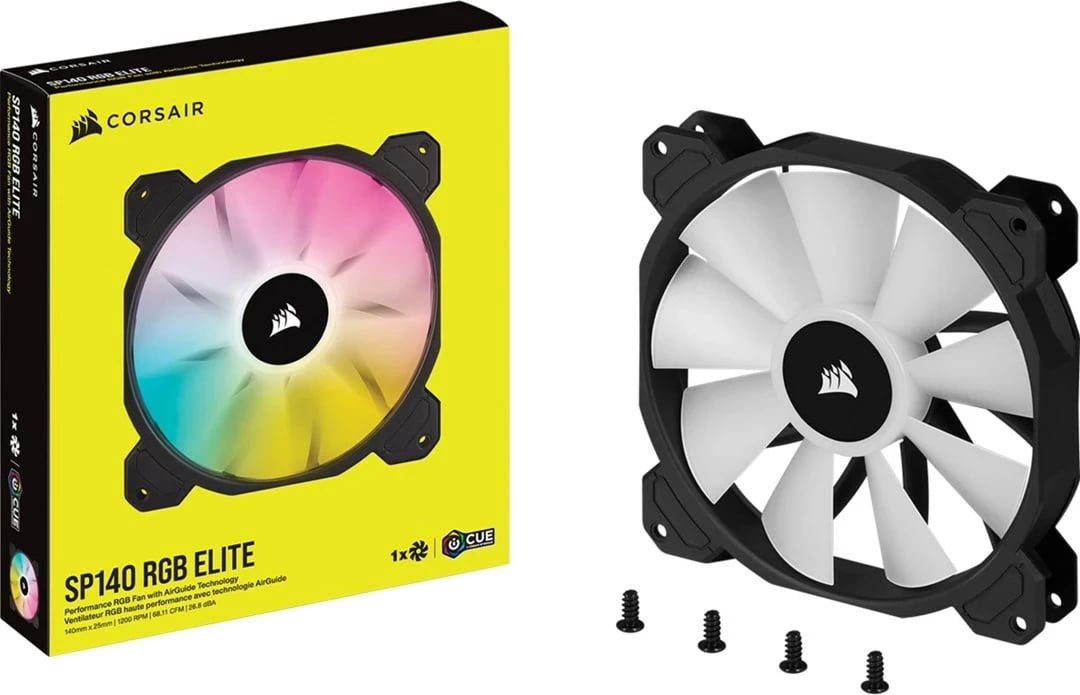 Ventilator për kasë Corsair SP140 RGB ELITE, 14 cm, i zi