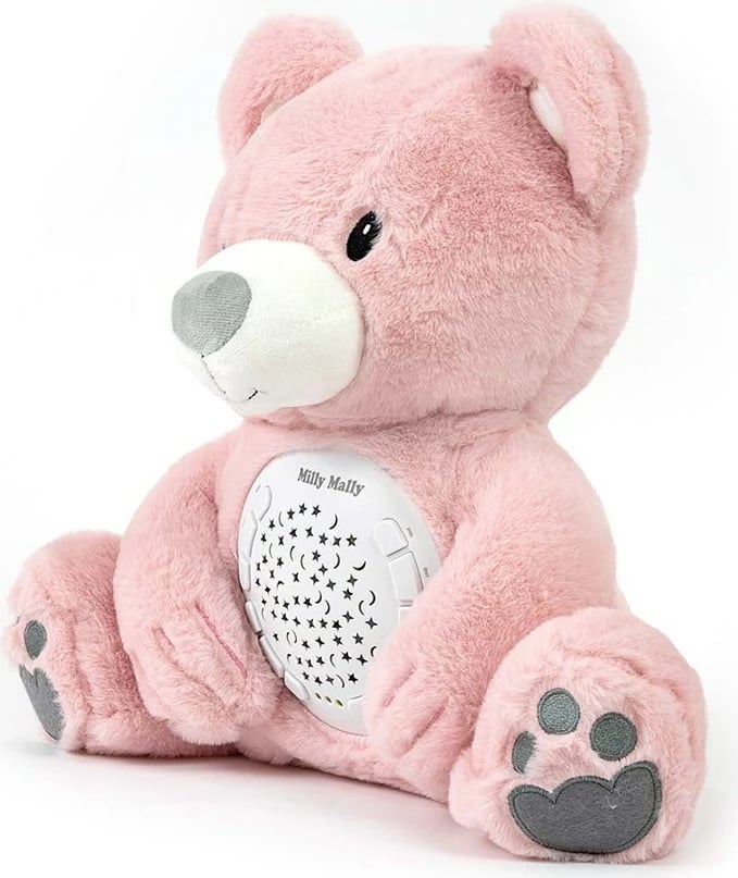 Ari pellushi me projektor, Milly Mally Bear, 10 ninulla, 5 zhurma të bardha, timer 30/60/90 min, 7 konfigurime drite, rozë