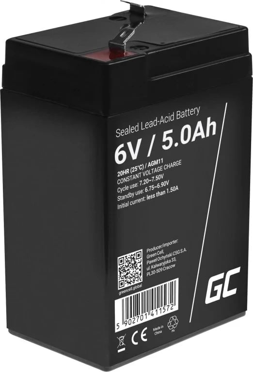 Bateri Green Cell AGM11 për UPS, (VRLA), 6V,  5Ah, e zezë