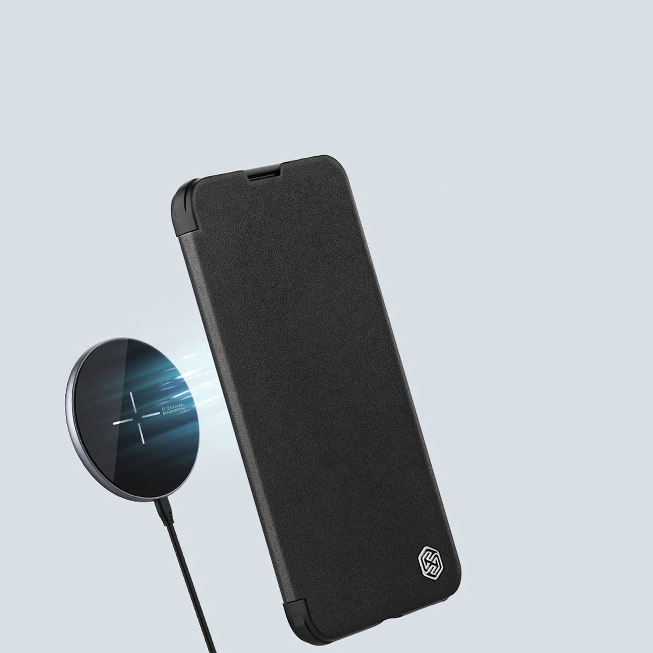 Mbështjellës Nillkin Qin Cloth Pro Case për iPhone 14 Pro Max, me kapak dhe mbulesë kamere, Blu