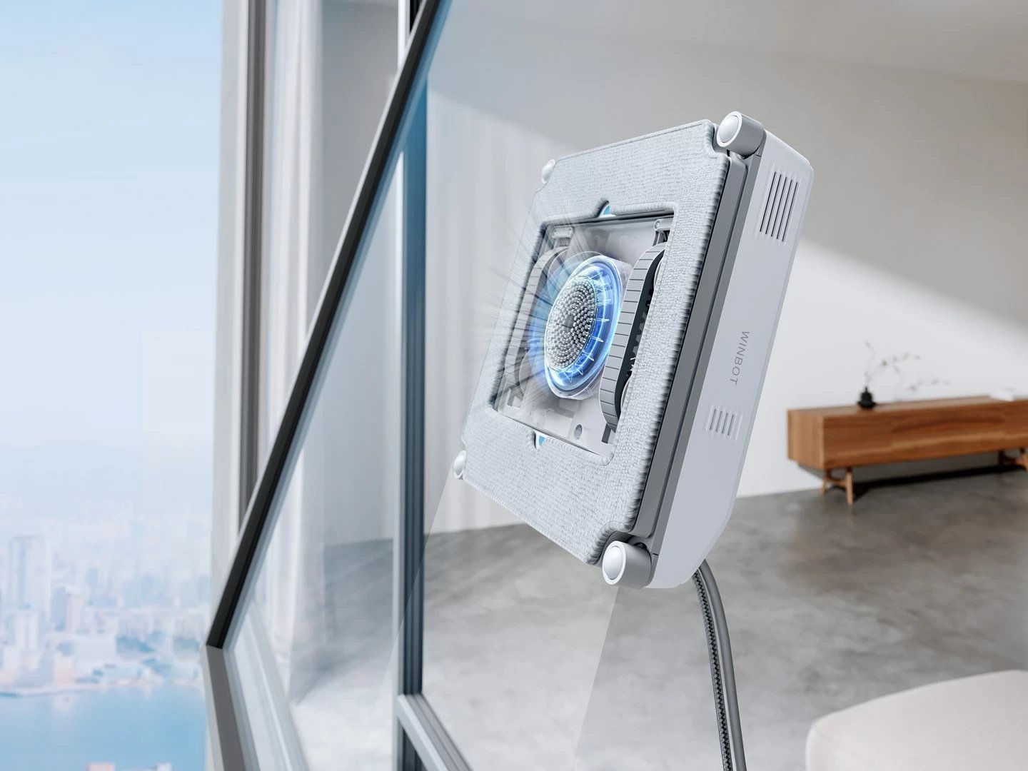 Robot pastrues dritare Ecovacs Winbot MINI, 3000 mAh, Bezhe