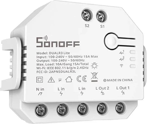 Switch i mençur Wi-Fi Sonoff Dual R3 Lite, 2 kanale, i bardhë