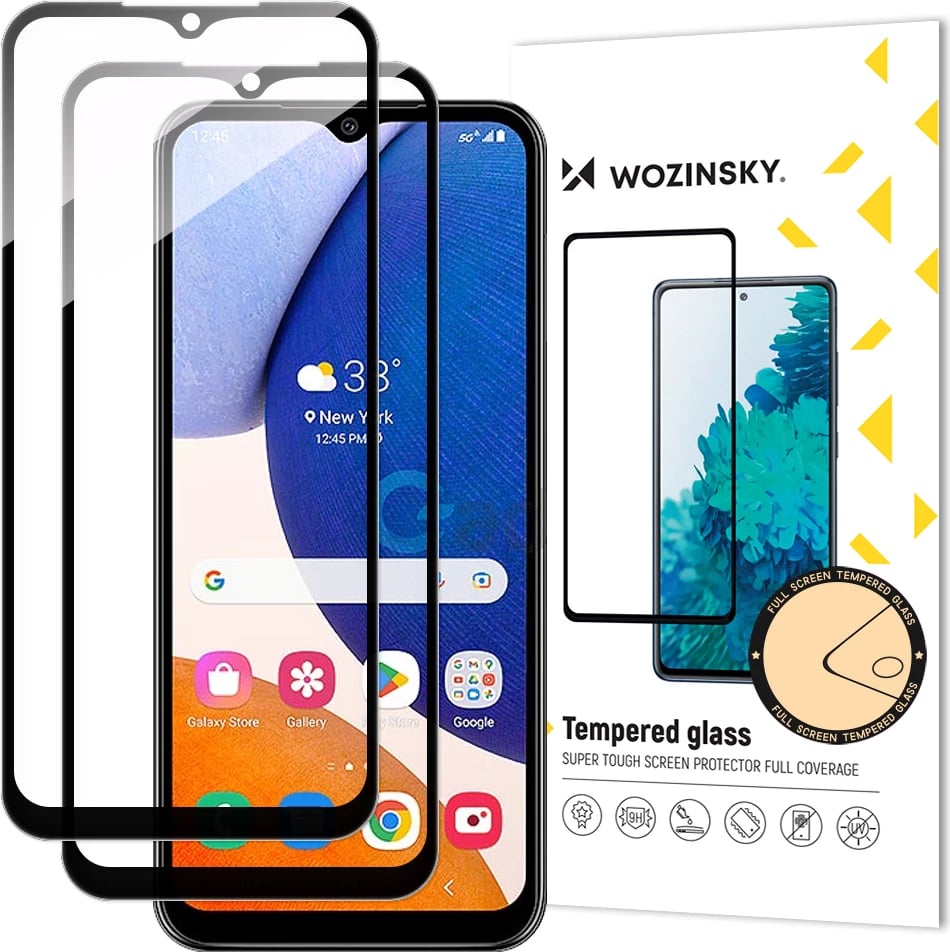 Mbështjellës xhami i temperuar Wozinsky Full Glue për Samsung Galaxy A14 5G/A14, 2 copë, Kaltër