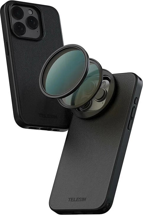 Filtër fotografik CPL 58mm Telesin për iPhone 15 Pro/Pro Max, i zi