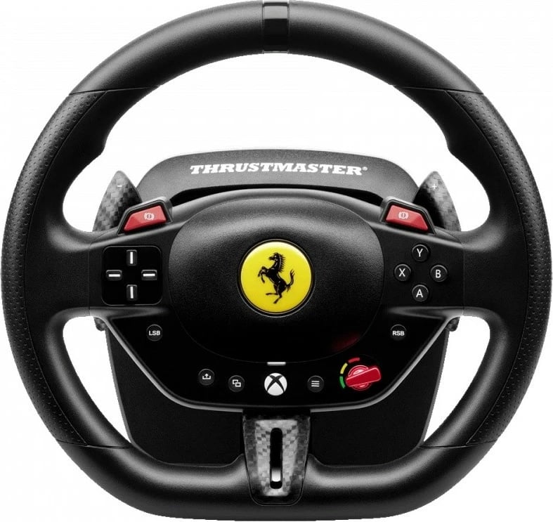 Timon garash me pedale, Thrustmaster T98 Ferrari 296 GTS 4460297, wireless 240° 15 butona 25.5 cm, për Xbox Series/One dhe PC, i zi