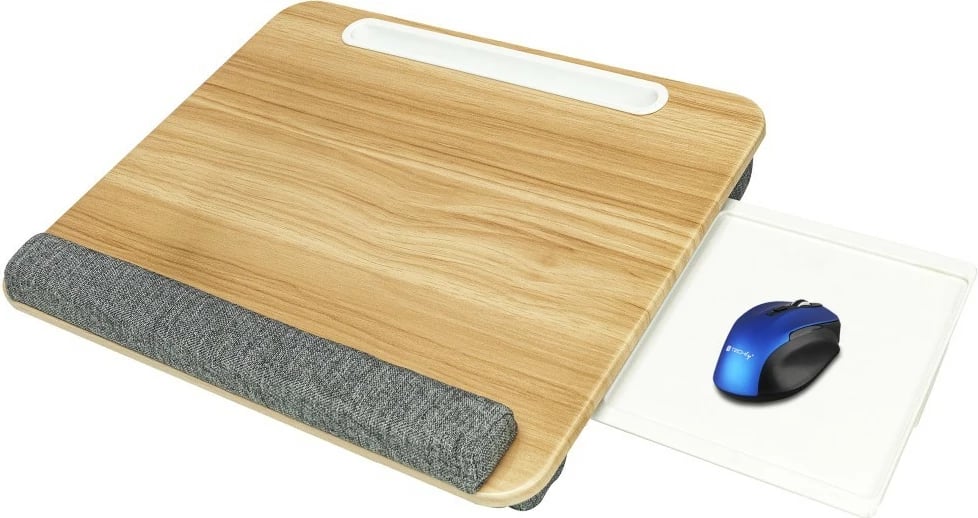 Podstavec laptopi Techly ICA-TBL 102 me bazë të butë, raft maus, 410x335mm, Gri/Dru