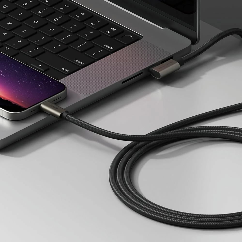 Kabllo USB-C Ringke 3.2 Gen 2x2, 1m, 240W, Power Delivery 3.1, e zezë