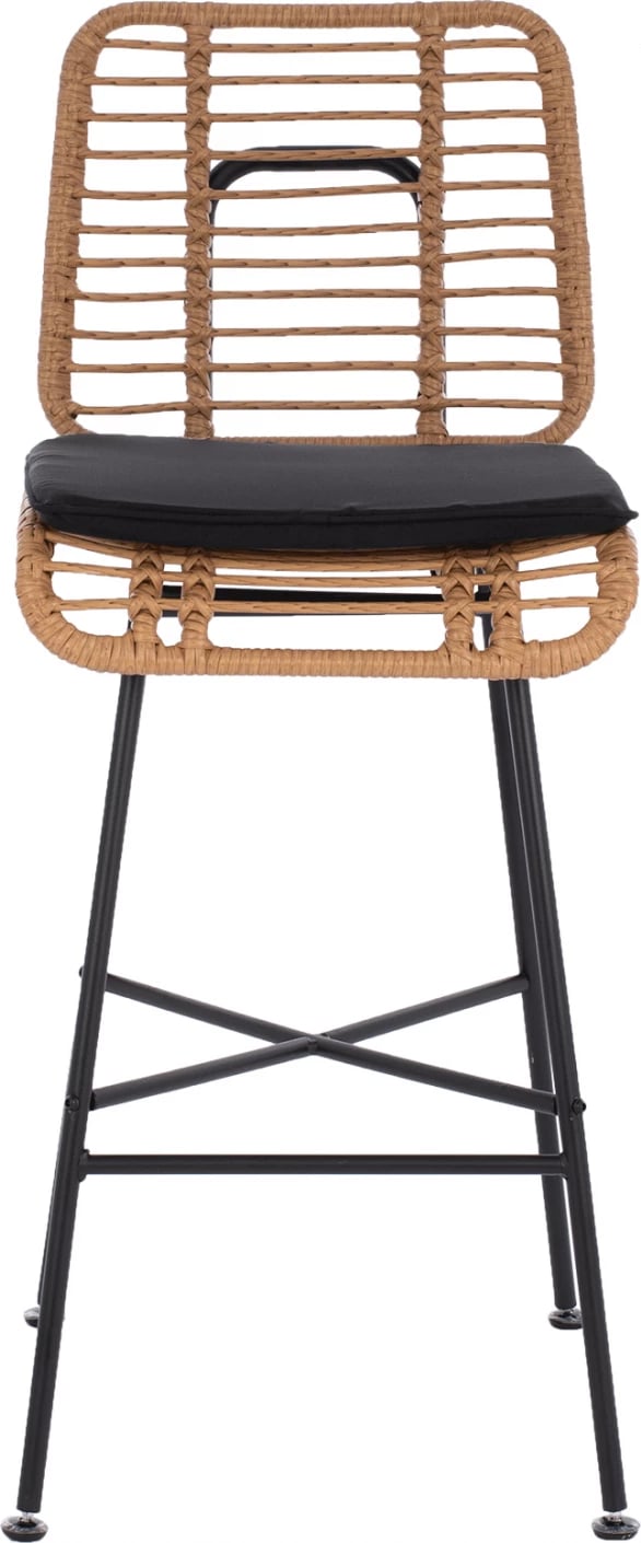 Karrige për bar metalike EDDIE me jastëk FH5708 me wicker bezhë 45x46.5x115 cm