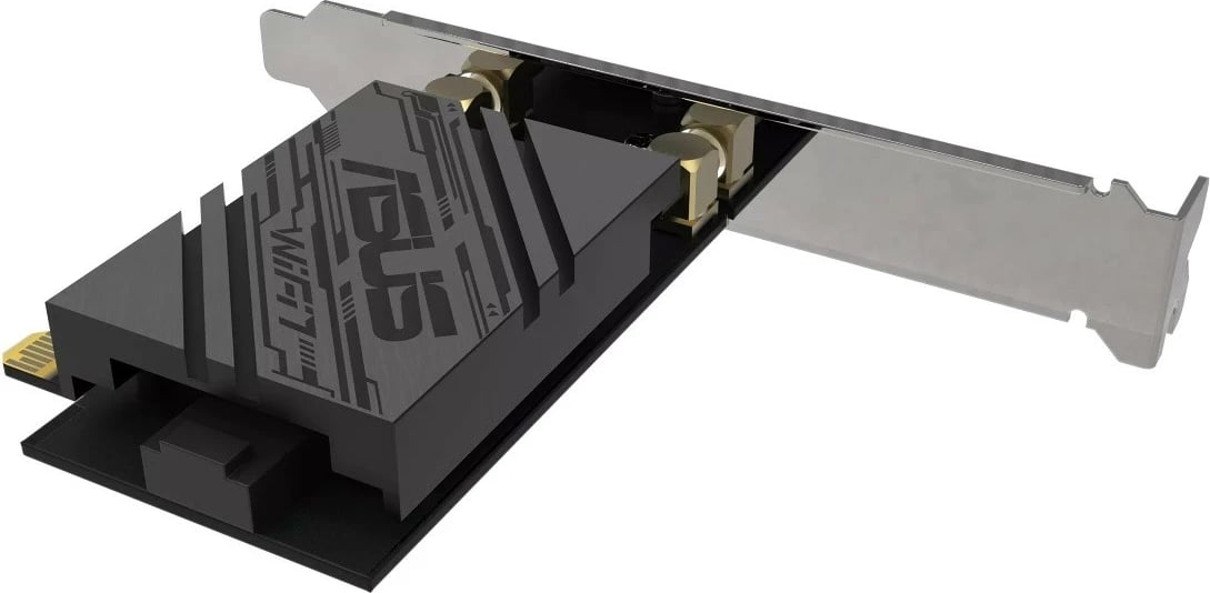 Kartë rrjeti WiFi Asus PCE-BE92BT, PCI-E, WiFi 7, Bluetooth 5.4, me 2 antena të jashtme, e zezë