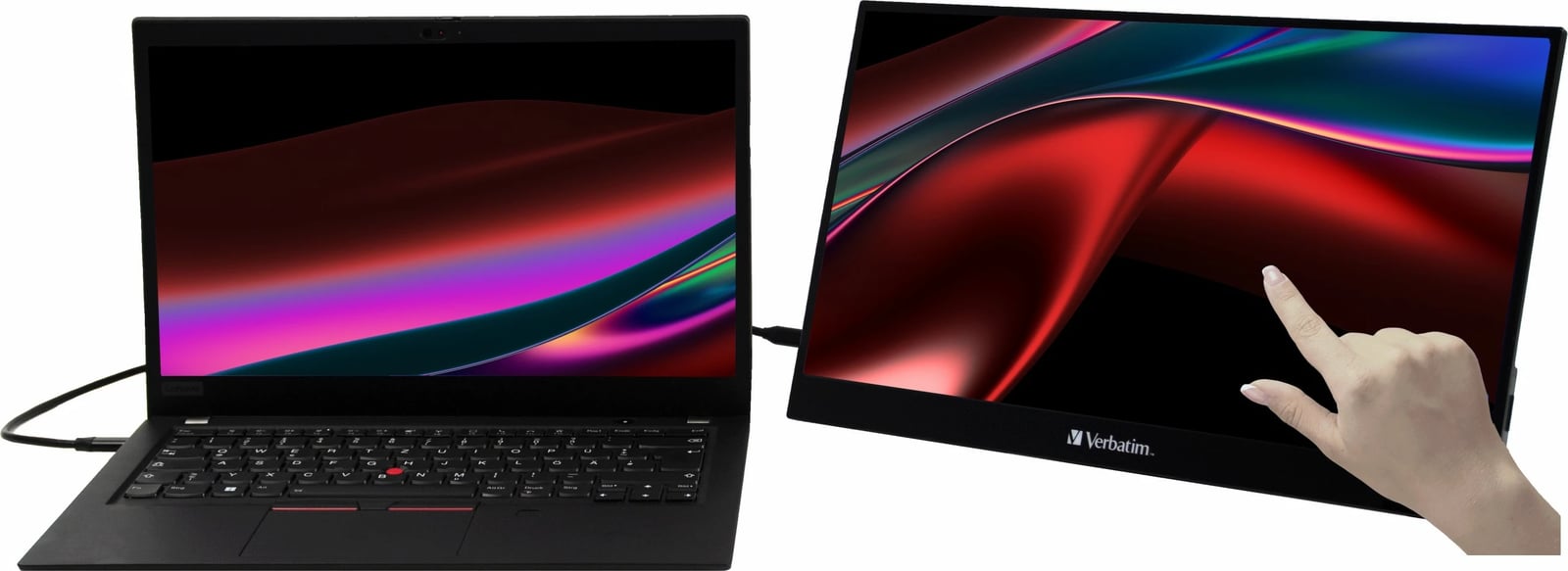 Monitor Verbatim 49592, 15.6 inch, Full HD, Touchscreen, USB-C, i zi