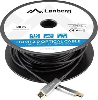 Kabllo HDMI Lanberg CA-HDMI-20FB-0800-BK, 80m, 4K, e zezë