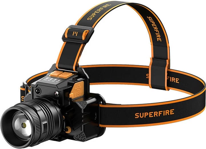 Dritë koke Superfire HL58, 350 lumen, USB-C, e zezë