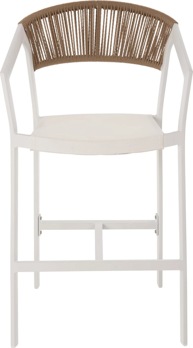 Karrige për bar, alumin e bardhë, FH5892.12, lartësi mesatare me krahë, rattan & textline, 56.5x57x99.5 cm