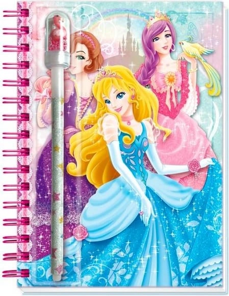Ditar me spirale Pulio Pecoware Princess, me stilolaps 4-ngjyrësh, ngjitëse 3D dhe kapëse letre, për vajza