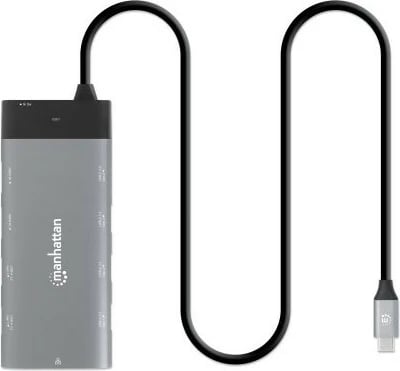 Docking station MANHATTAN USB-C PD 10-in-1, Dual Monitor 8K, gri