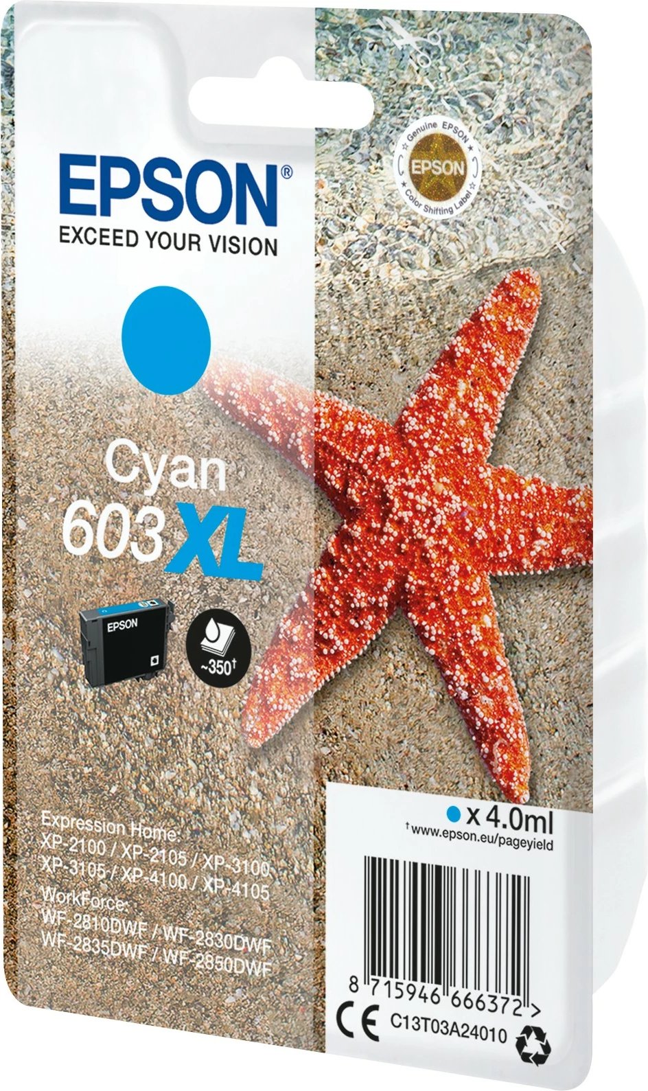 Toner Epson C13T03A24010, High (XL) Yield, Cyan, 4 ml