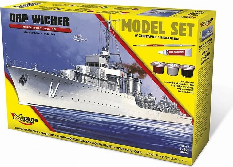 Set model anije Mirage ORP Wicher wz.35, 1:400, me ngjitës, bojëra dhe furçë