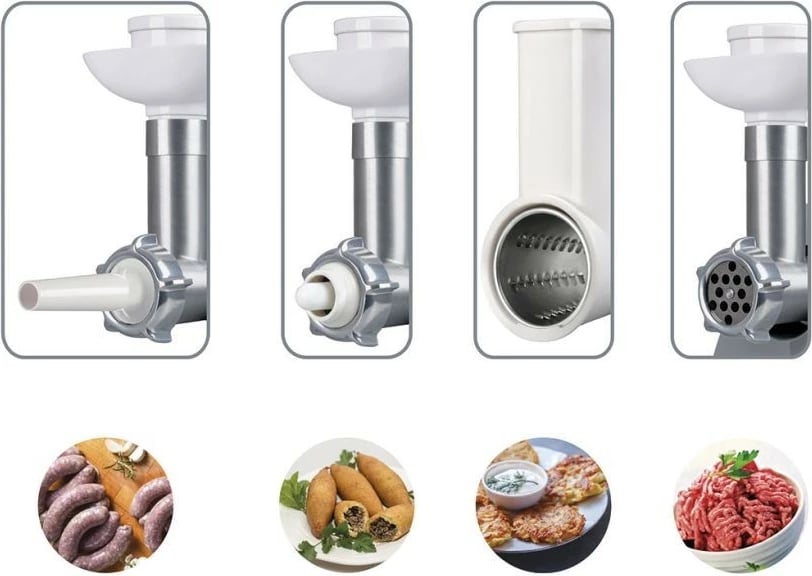 Makineri bluarëse mishi dhe prerëse perimesh Eldom M200ZT, 400W, gri/bardhë, set aksesorësh