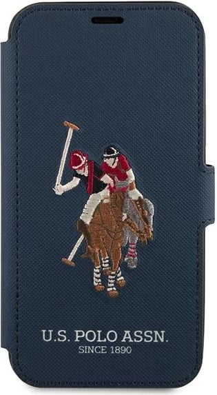 Mbështjellës U.S. Polo Assn. USFLBKP12MPUGFLNV për iPhone 12/12 Pro, Polo Embroidery, granat/navy