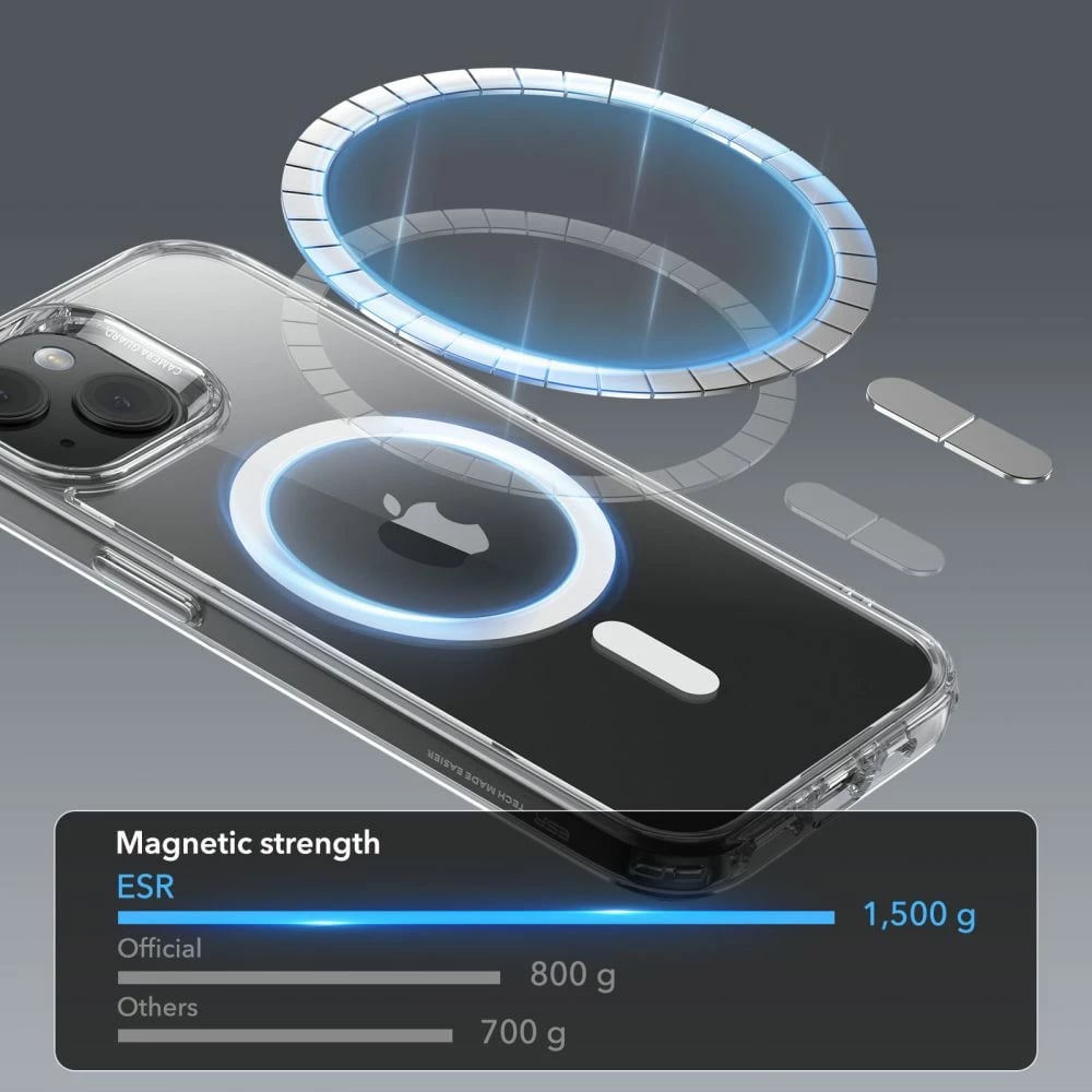 Mbështjellës ESR Classic Hybrid HaloLock me MagSafe për iPhone 15, Transparent
