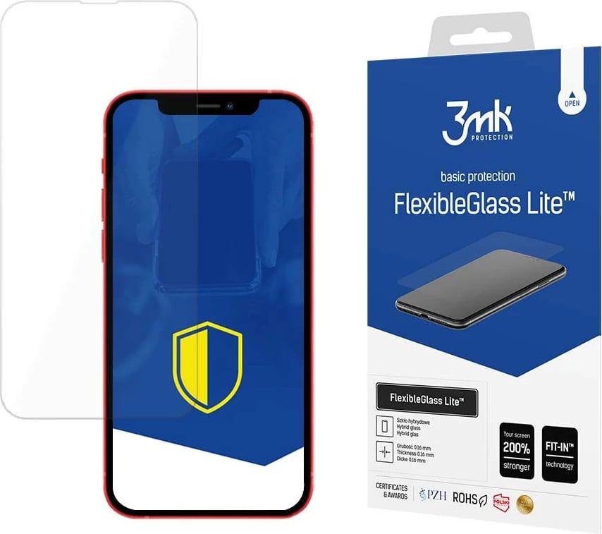 Xham i temperuar hibrid për ekran, 3mk FlexibleGlass Lite për iPhone 13 Pro / iPhone 13, Transparent