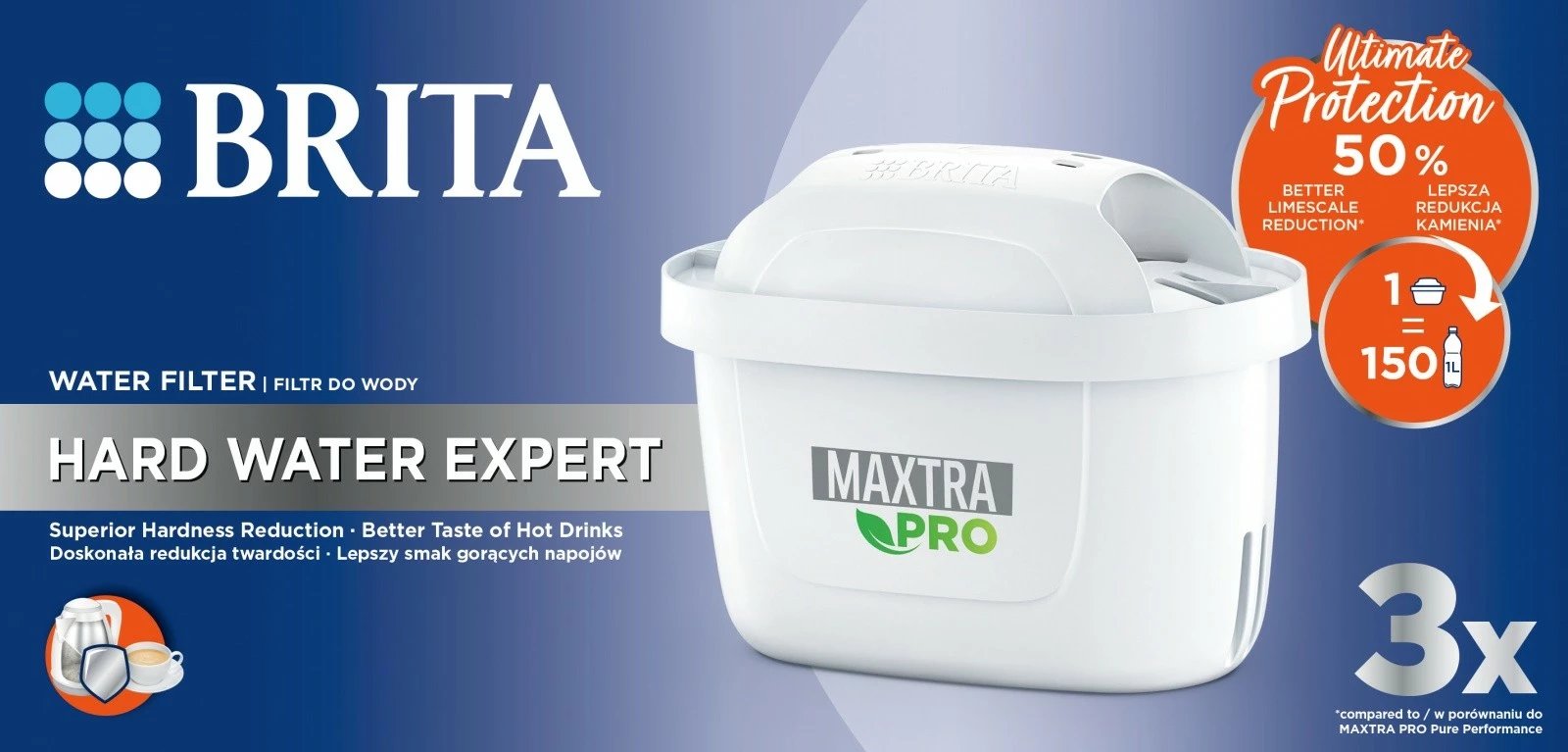 Kartridha zëvendësuese për filtër uji Brita Maxtra PRO Hard Water Expert, 3 copë Kartridha zëvendësuese për filtër uji Brita Maxtra PRO Hard Water Expert, 3 copë