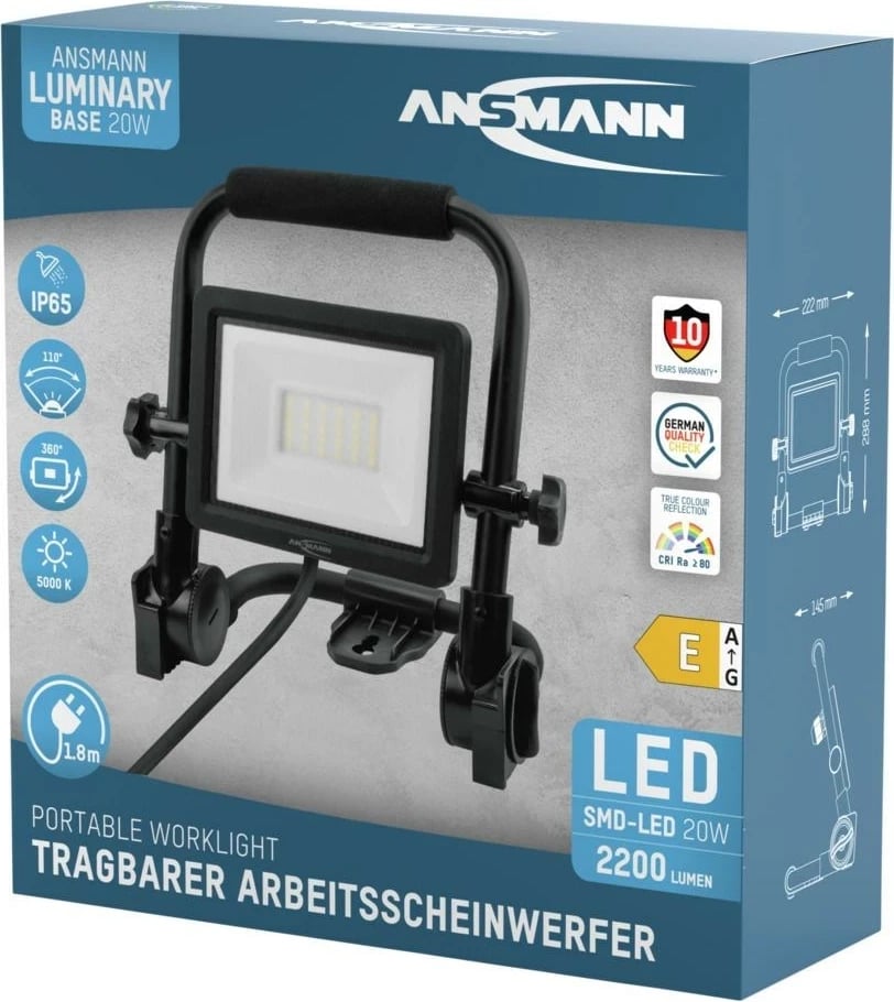 Prozhektor LED Ansmann FL20W-AC, 20 W, Alumini, i zi